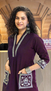 HEAVY EMBROIDERY KURTI PANT SET FOR FESTIVE & OFFICE WEAR KF