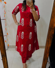 Premium Floral Fine Cotton Kurti Palazzo Set – Summer New Launch KF