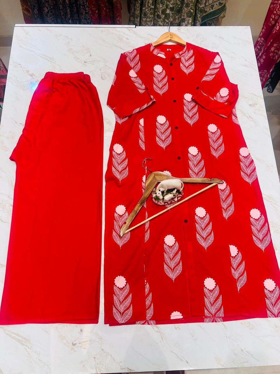 Premium Floral Fine Cotton Kurti Palazzo Set – Summer New Launch KF
