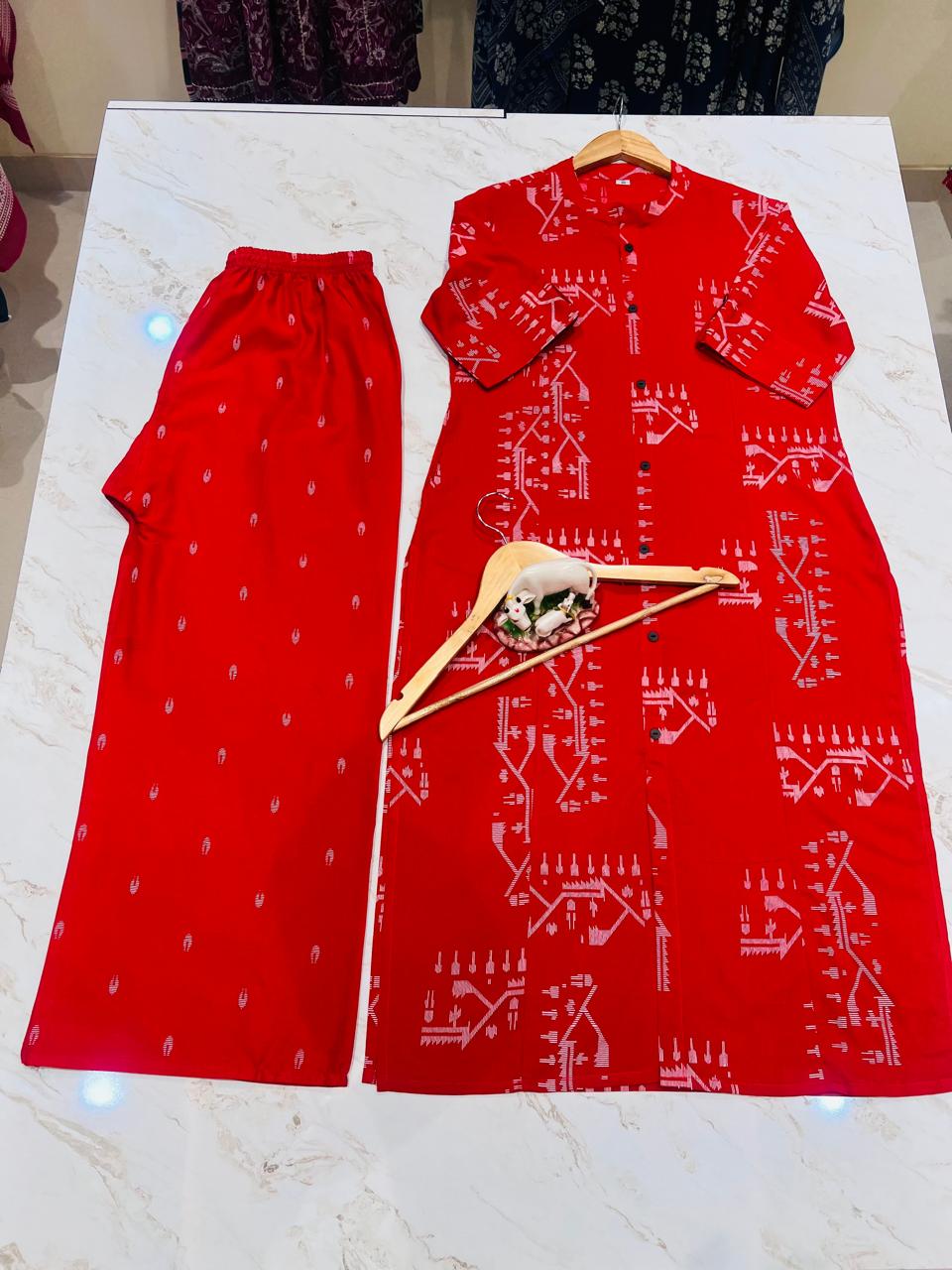 Premium Floral Fine Cotton Kurti Palazzo Co-ord Set – New Launch KF