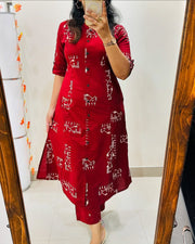 Premium Floral Fine Cotton Kurti Palazzo Co-ord Set – New Launch KF