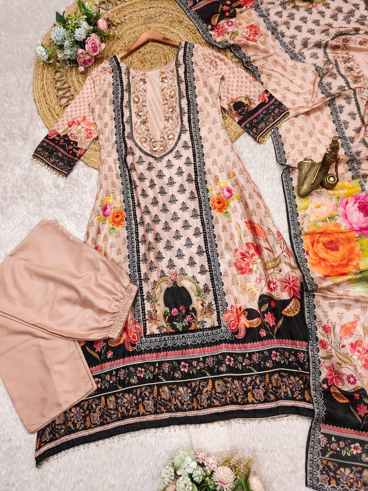 Hand-Embroidered 3-Piece Suit Set – AL ✨