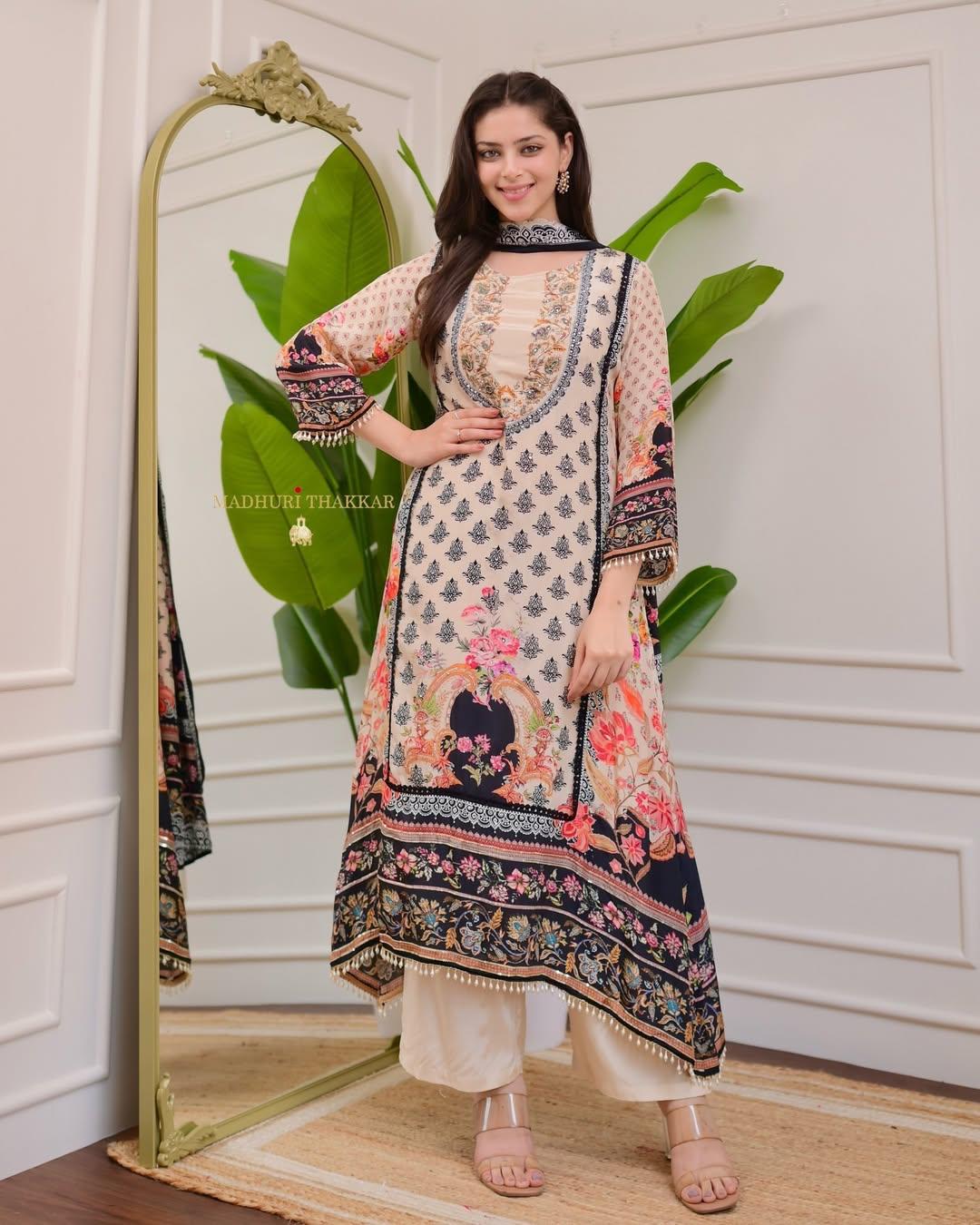Hand-Embroidered 3-Piece Suit Set – AL ✨