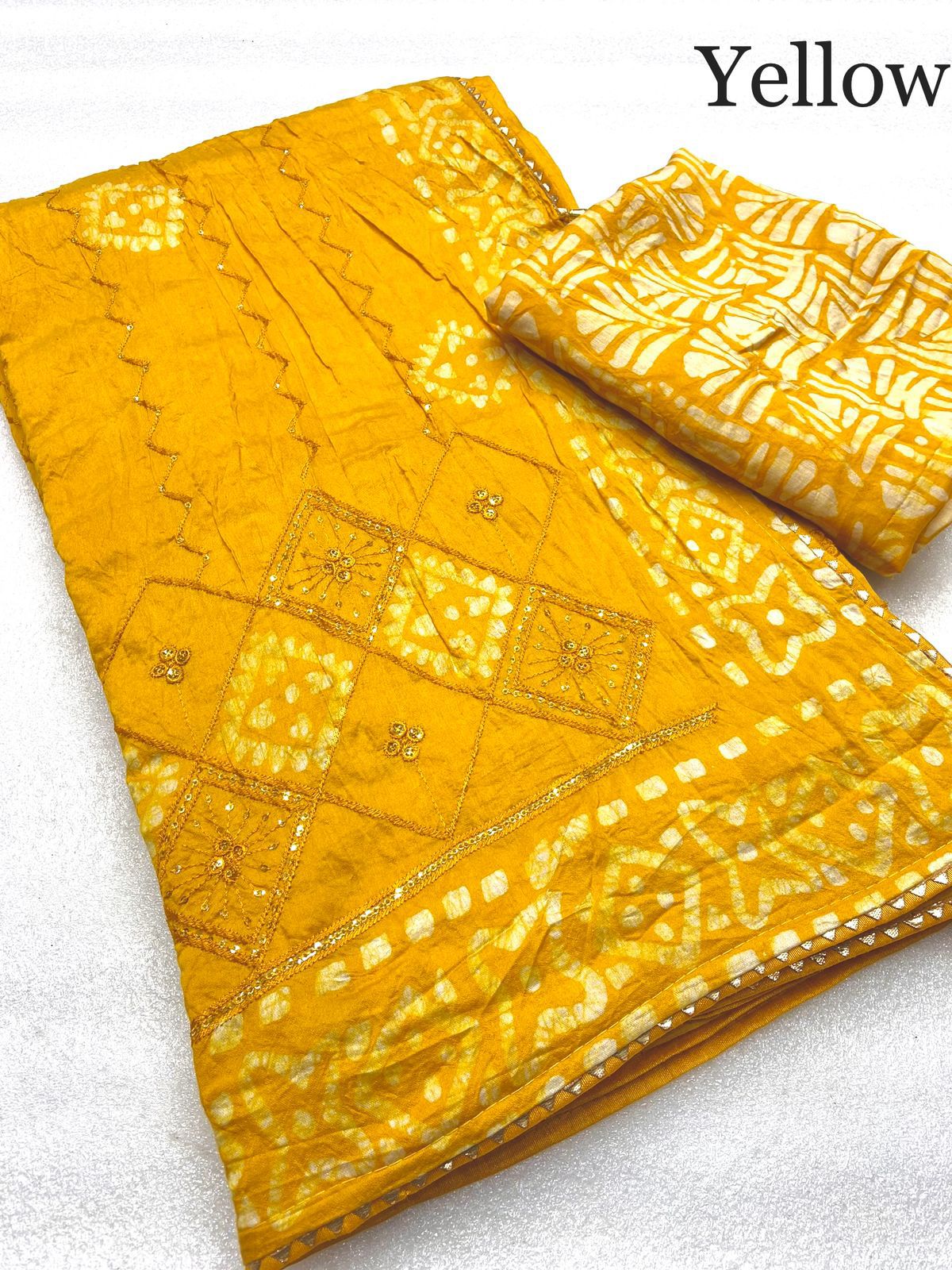 Premium Batik Sequin Saree with Designer Blouse & Latkan Border