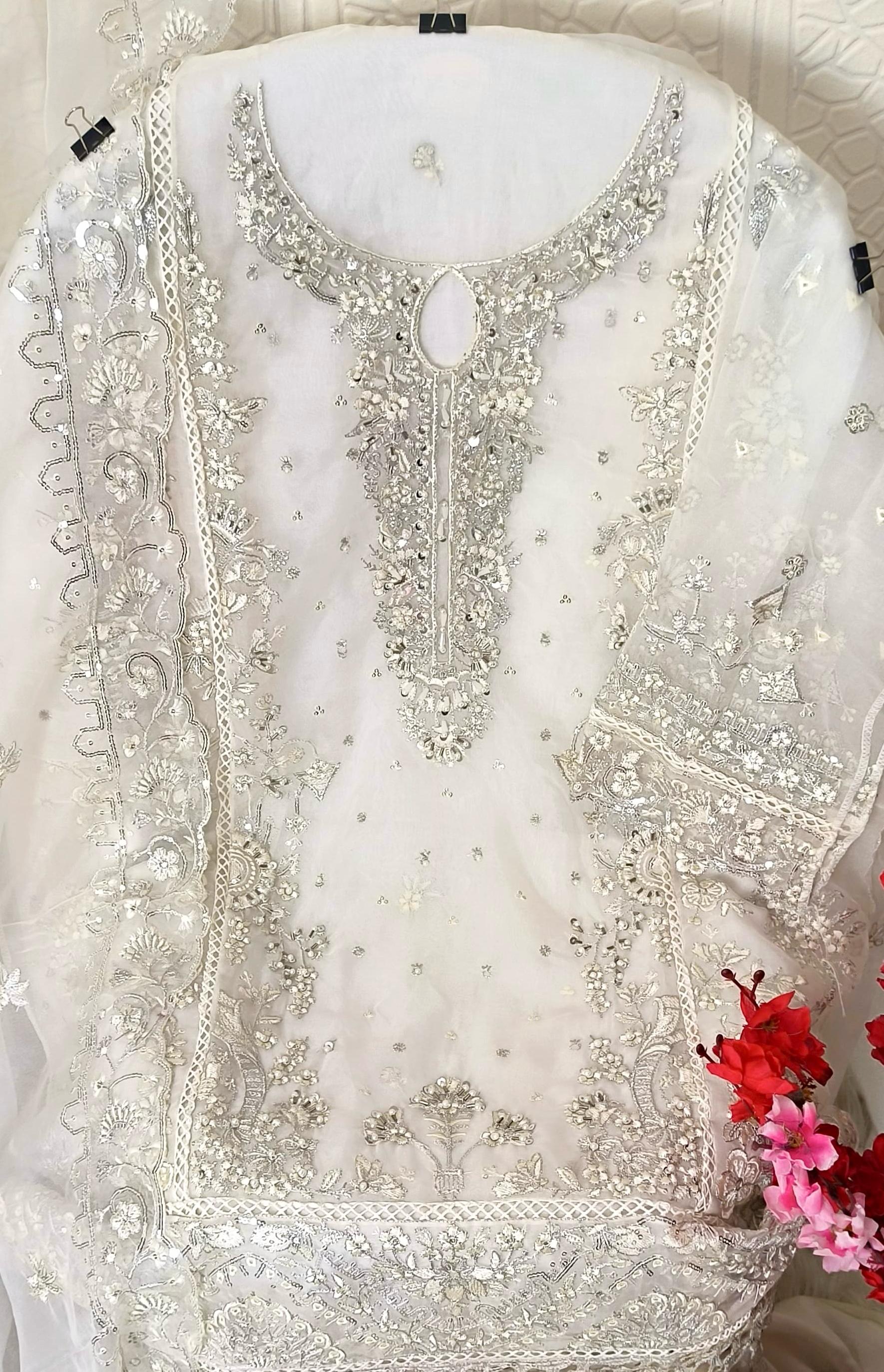 Luxury Semi-Stitched Ensemble in Premium Organza