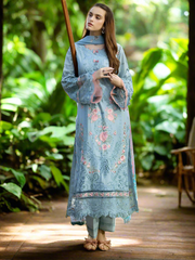 Cotton Chikankari Lawn Set – Semi-Stitched | Elegant Pearl & Print Detailing  ( Semi stitched )