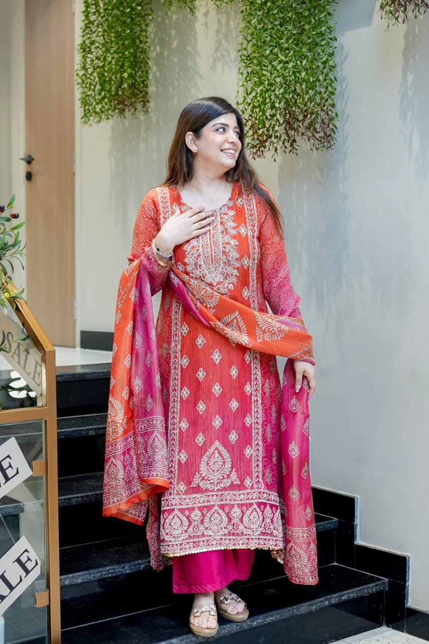NEW ARRIVALS – Chandani Festival Special Chinon Suit Set|KF
