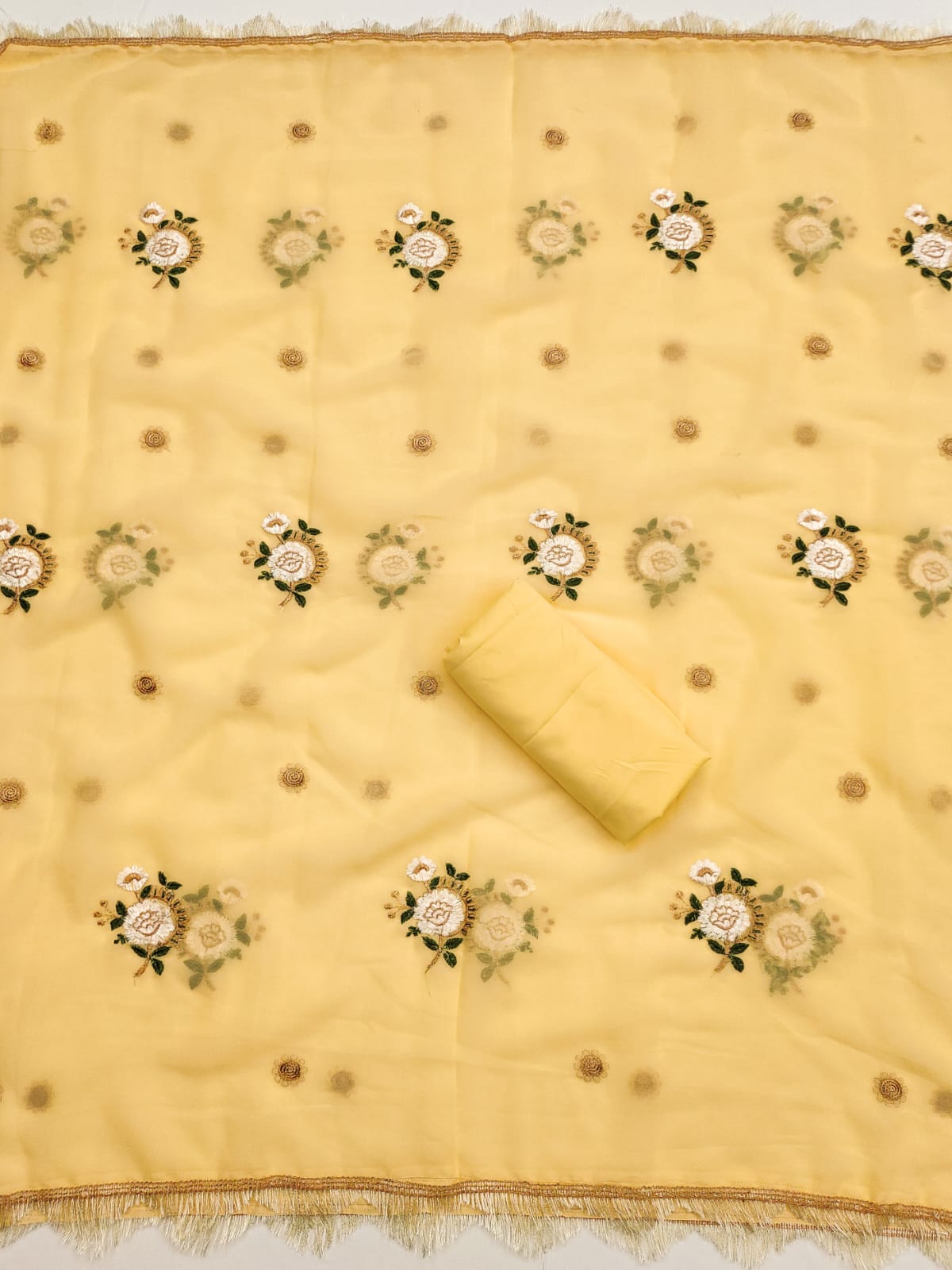 Embroidered Dress Material with Diamond Work