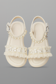 Step into cuteness with our pearl bunny ruffle sandals!"