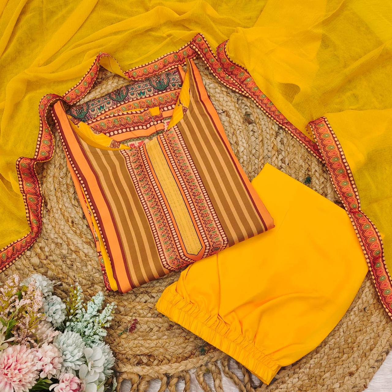 Satin Silk Digital Print Salwar Suit Set – Elegance Meets Tradition! AL