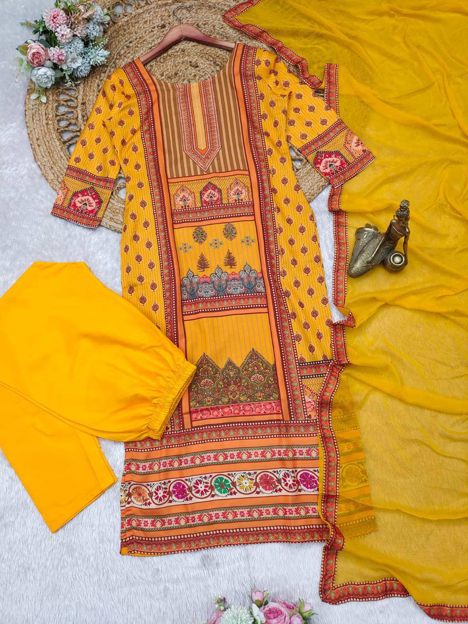 Satin Silk Digital Print Salwar Suit Set – Elegance Meets Tradition! AL