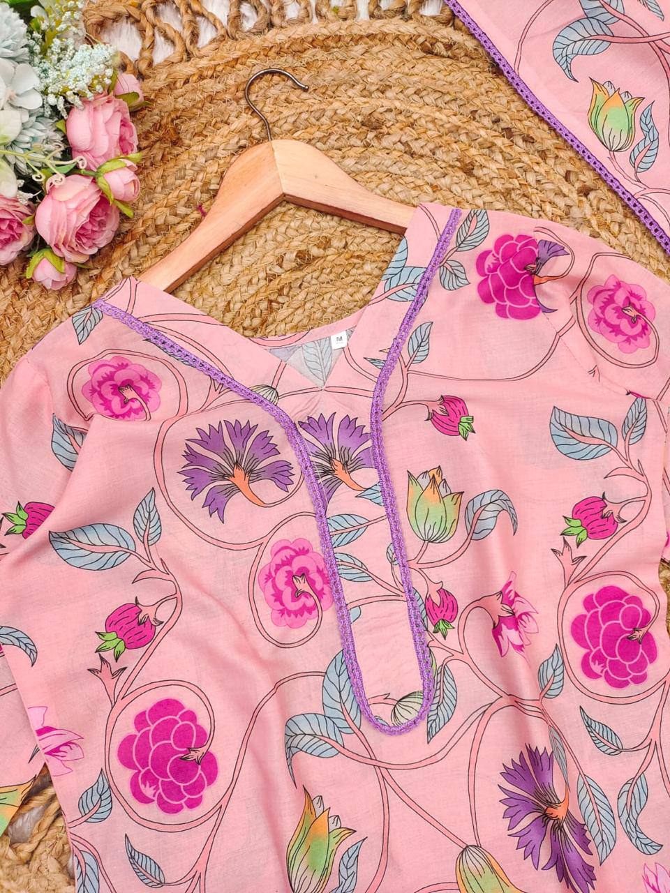 Elegant A-Line Kurta with Matching Pants & Dupatta | AL ✨