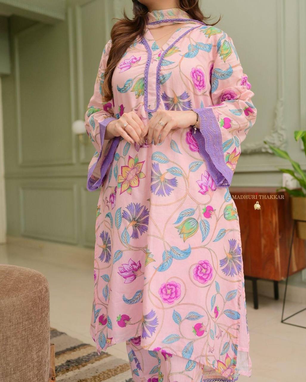 Elegant A-Line Kurta with Matching Pants & Dupatta | AL ✨