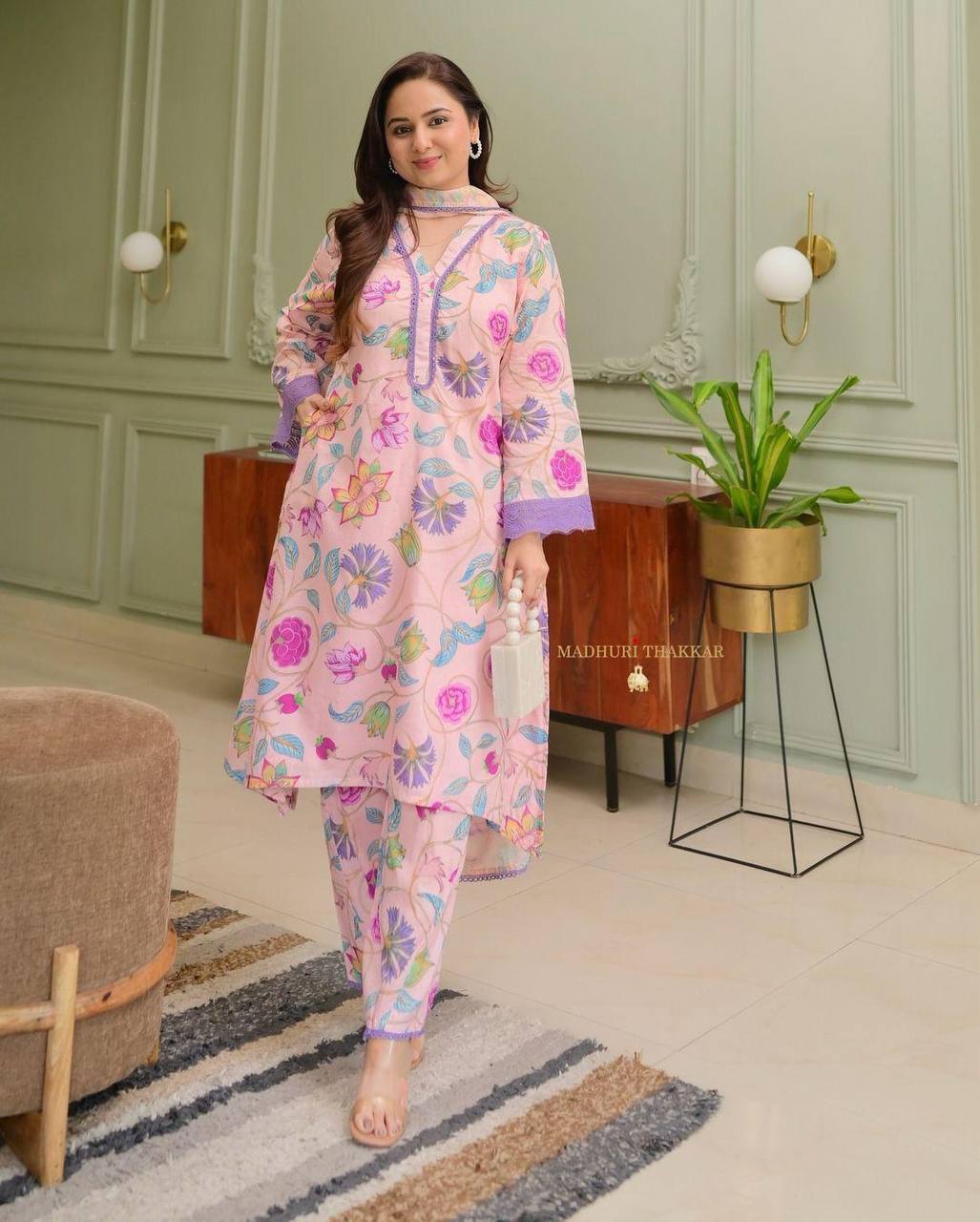 Elegant A-Line Kurta with Matching Pants & Dupatta | AL ✨