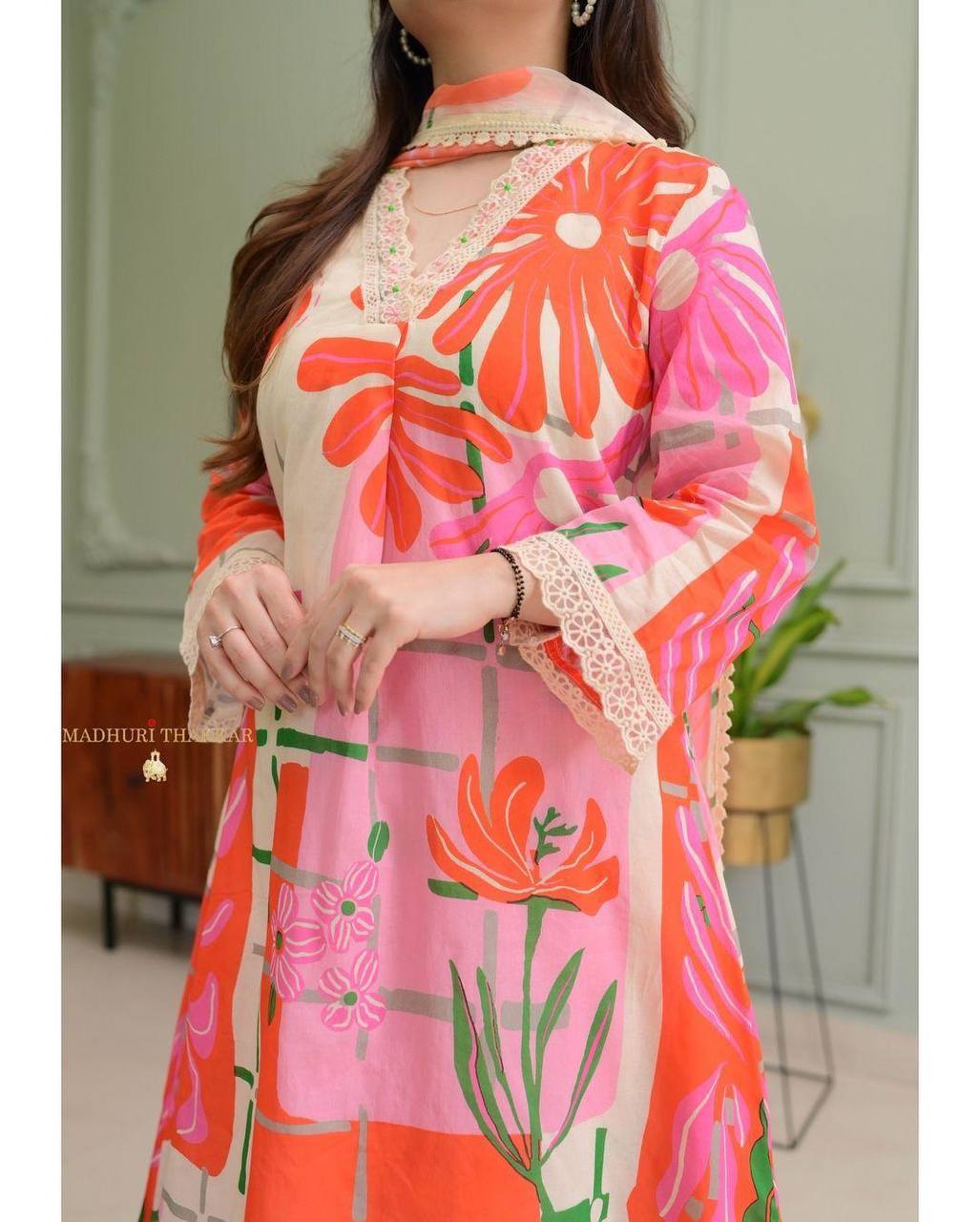 Elegant A-Line Kurta with Matching Pants & Dupatta | AL ✨