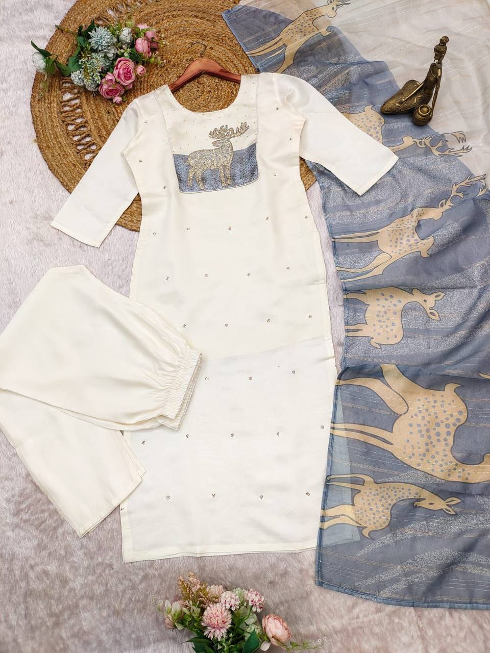 Heavy Premium Roman Silk Suit Set AL ✨