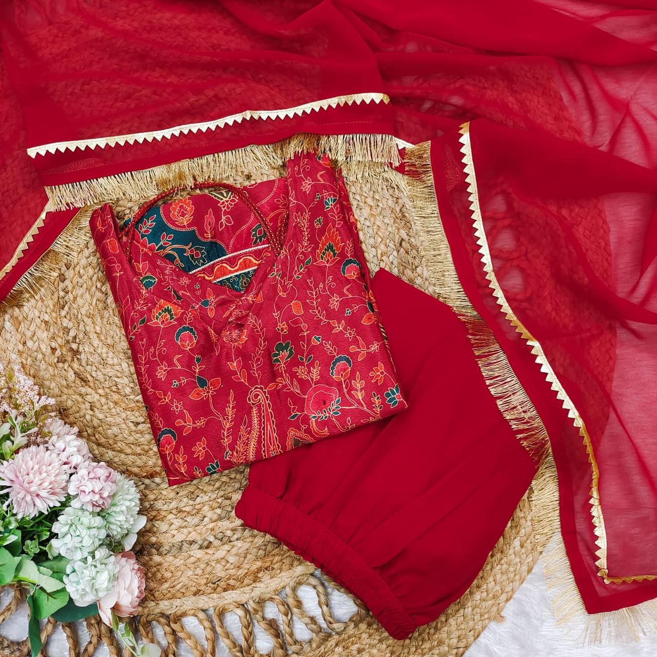 Paisley Print Kurti Set with Dupatta – AL 🌸