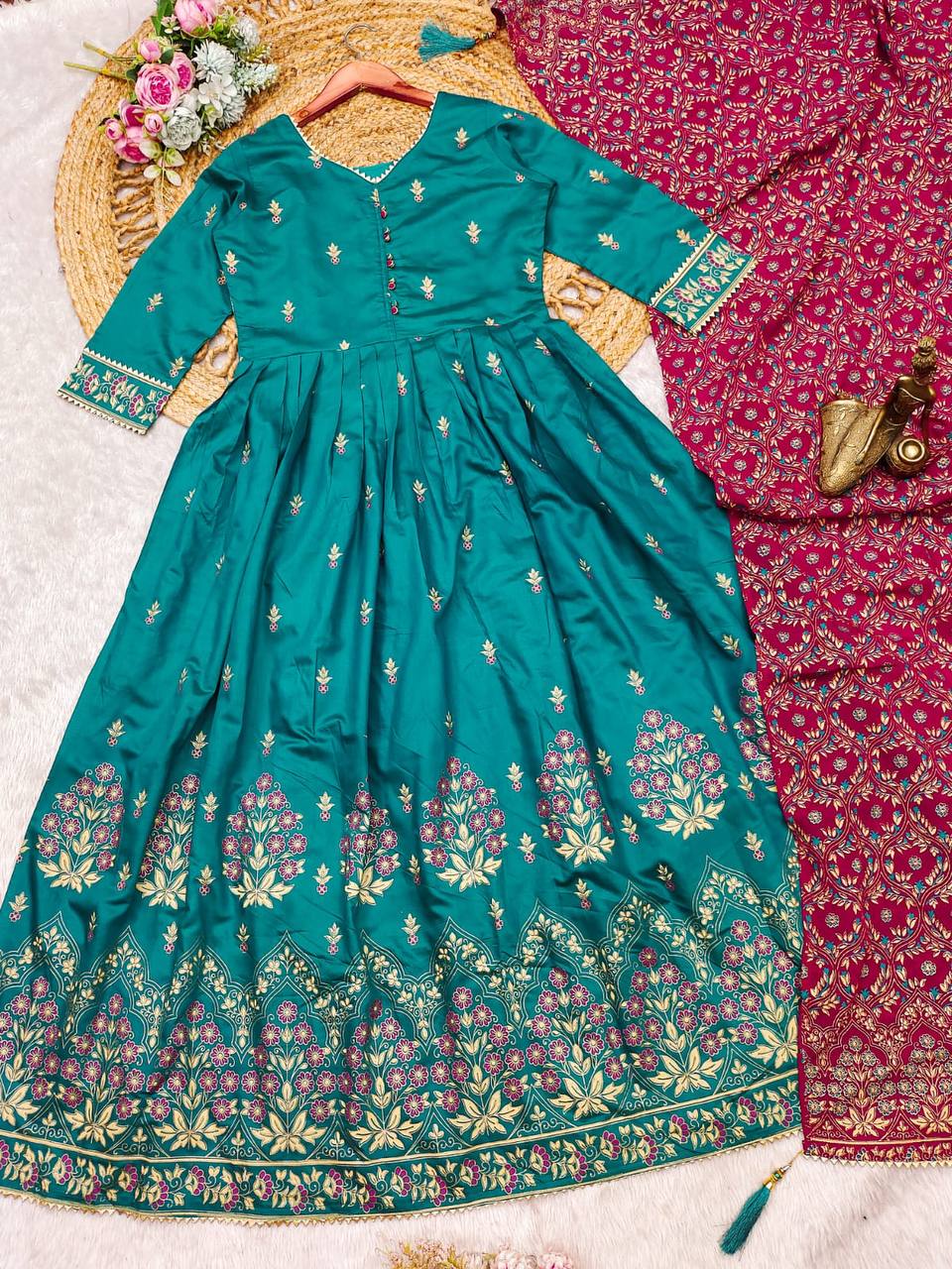 Roman Silk Suit with Chinon Foil Work Dupatta – AL