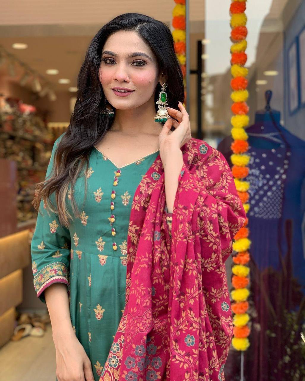 Roman Silk Suit with Chinon Foil Work Dupatta – AL