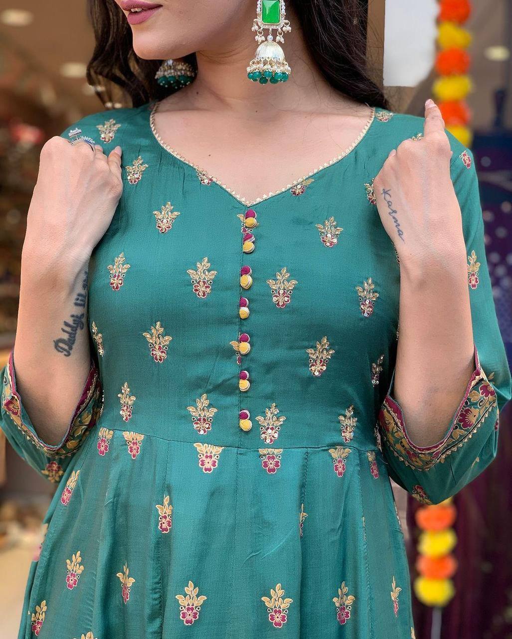Roman Silk Suit with Chinon Foil Work Dupatta – AL