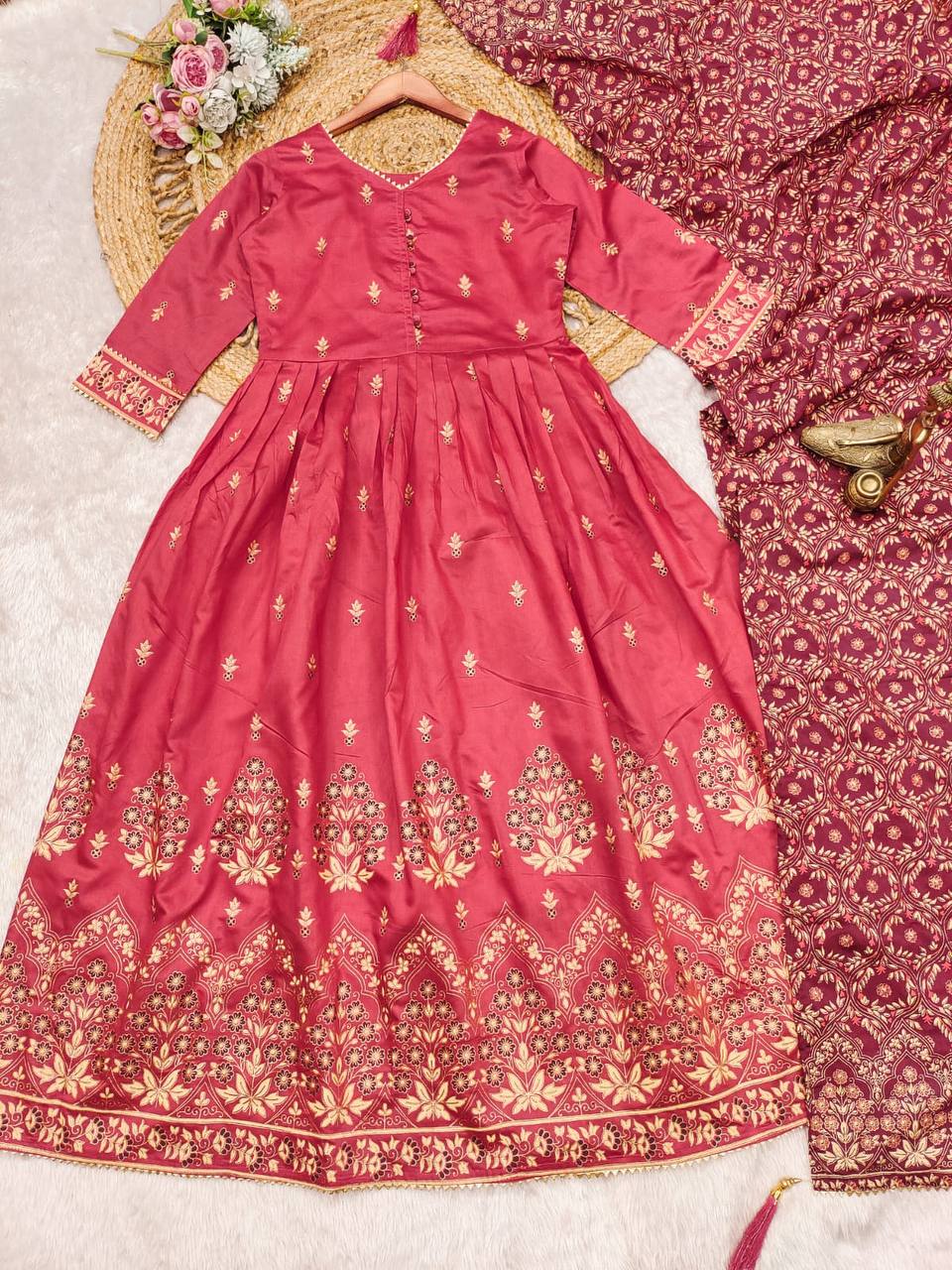 Roman Silk Suit with Chinon Foil Work Dupatta – AL
