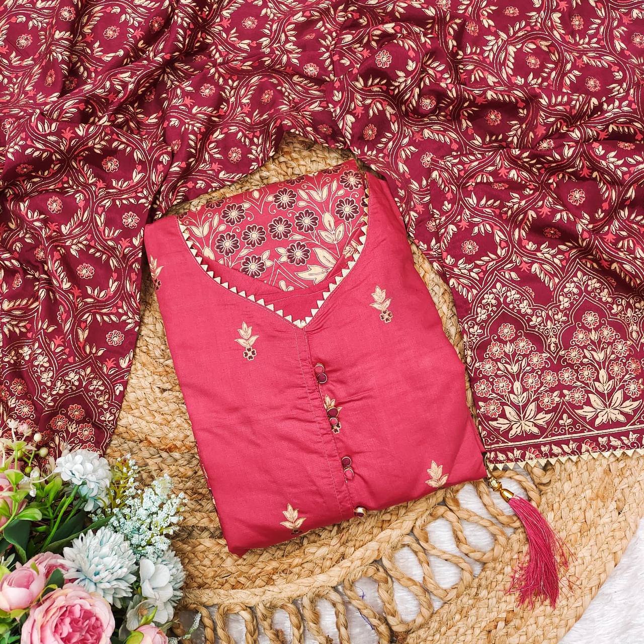 Roman Silk Suit with Chinon Foil Work Dupatta – AL