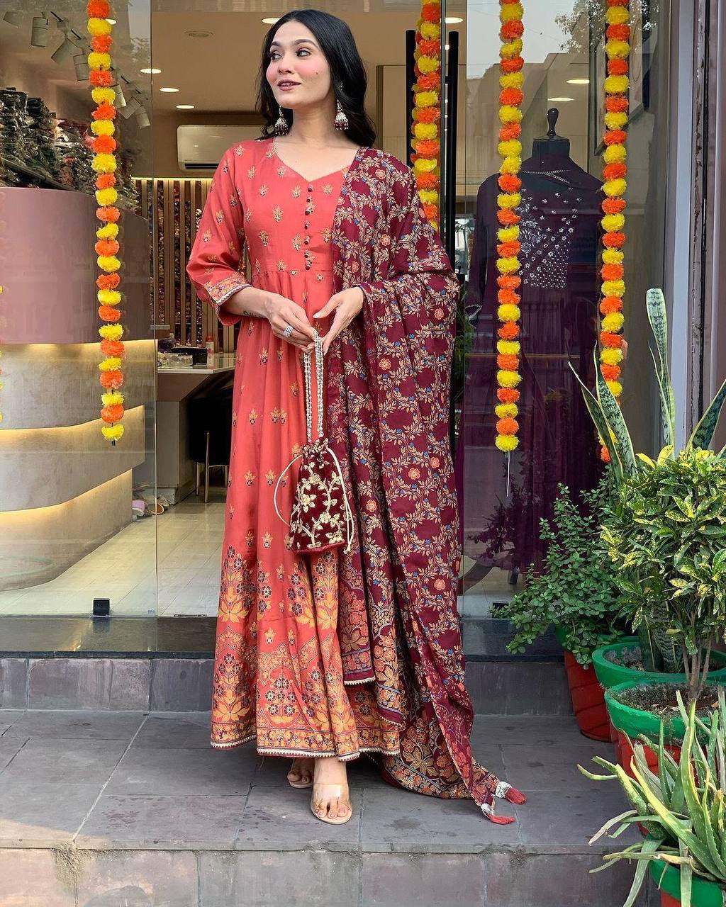 Roman Silk Suit with Chinon Foil Work Dupatta – AL