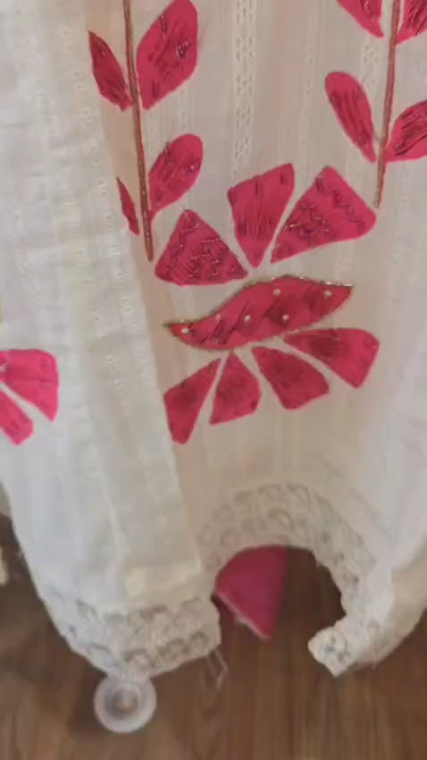 Load video: CLASSY MONOCHROME DOBI COTTON EMBROIDERED 3-PIECE SET KF