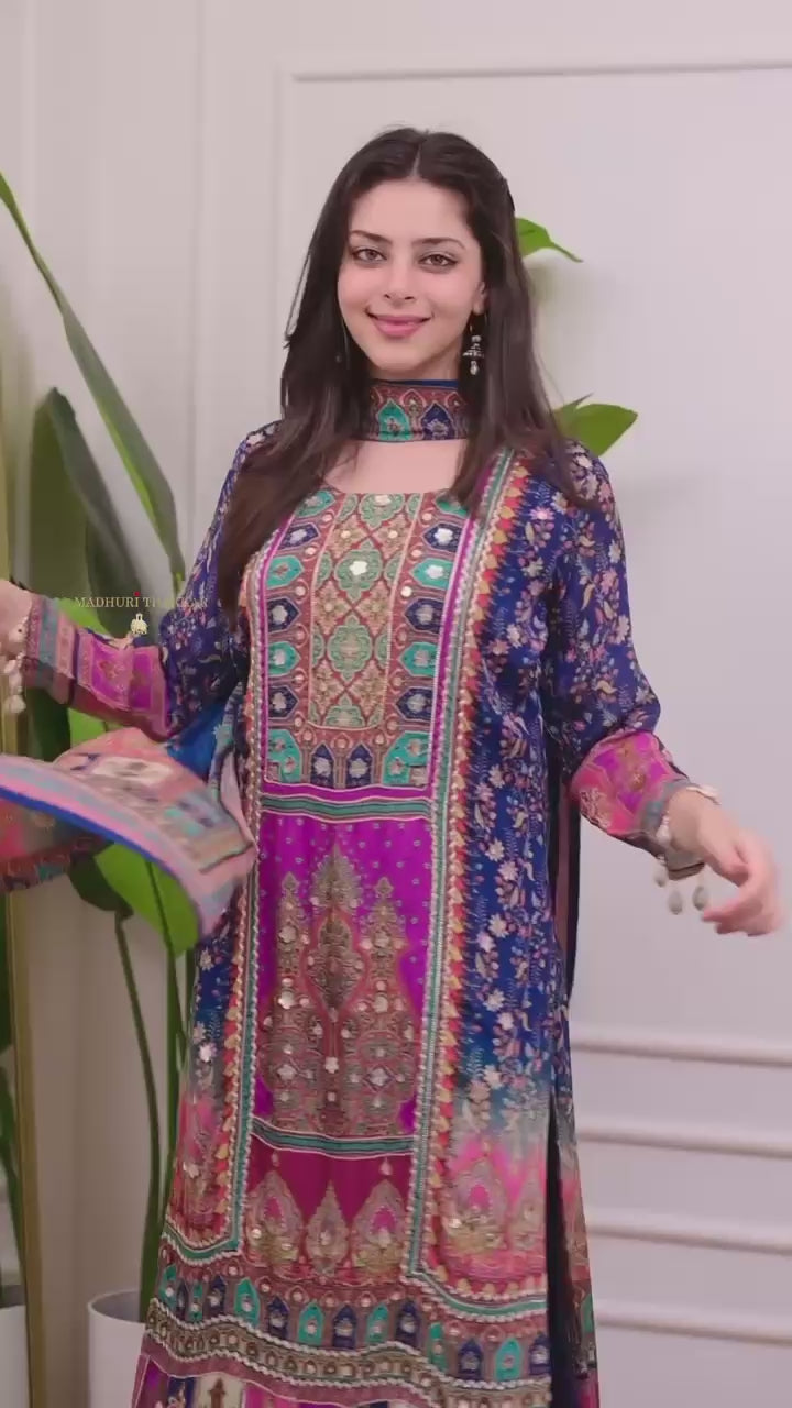Load video: Simmer Sharara Suit with Hand Embroidery – AL