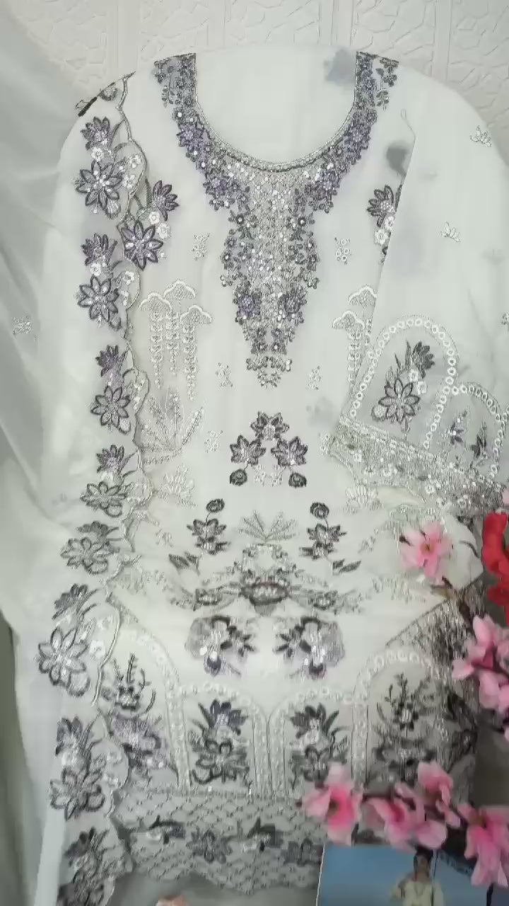 Load video: Festive Edition Semi-Stitched Suit with Premium Embroidery by Al Amra ZF