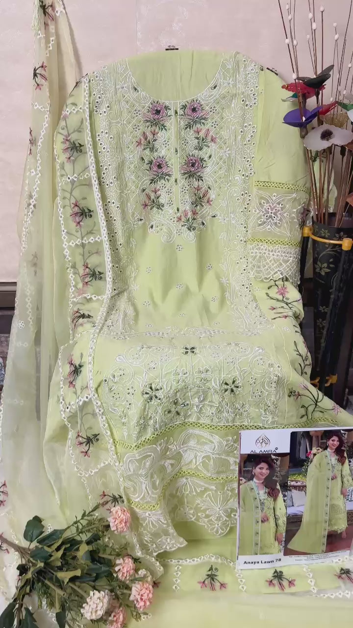 Load video: Premium Pakistani Embroidered Suit ✨} Semi-Stitched