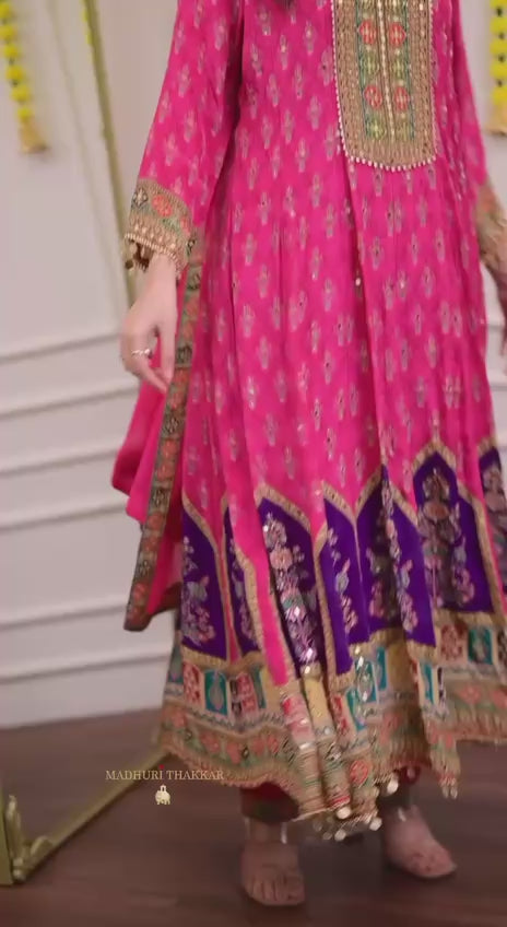 Load video: Chinon Embroidered Kurta Set with Dupatta – AL
