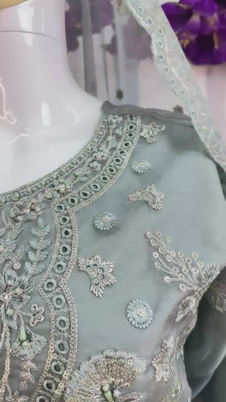 Load video: Pakistani Readymade Organza Kurti Set